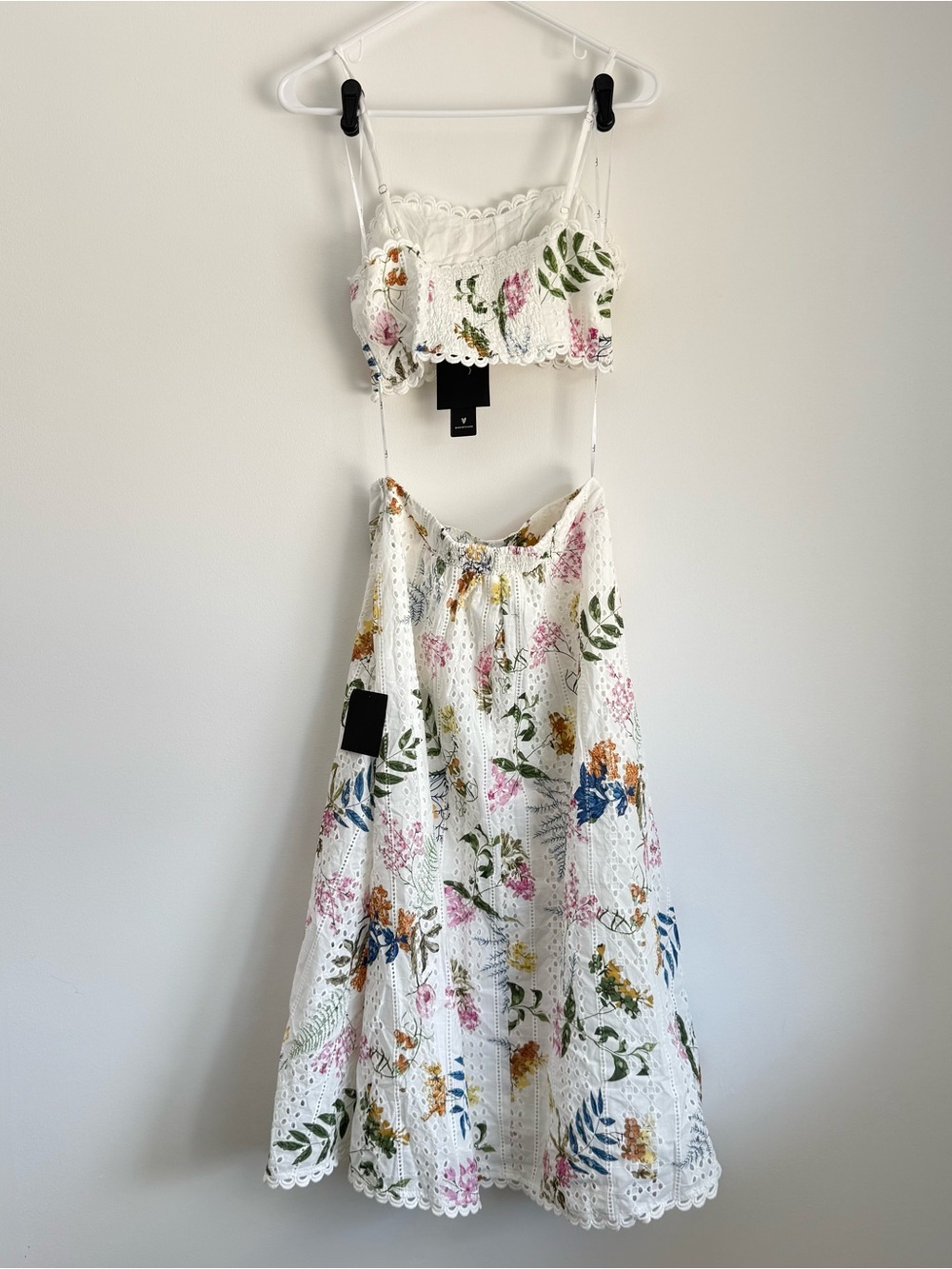 NWT Lulus Sweet At Heart White Floral Embroidered Two-Piece Midi Dress Small - Picture 8 of 9